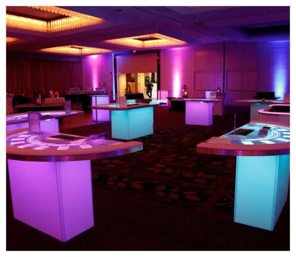 South Beach White LED Casino Tables